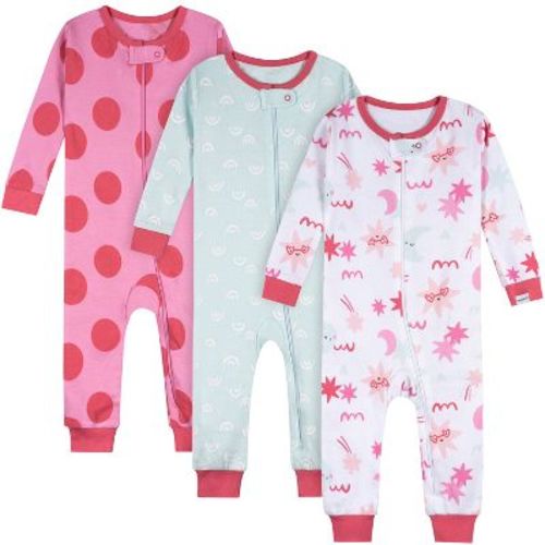 Onesies Brand Baby Girls' 3-pack Footless Unionsuits, Starry Nights, 0-3 Months