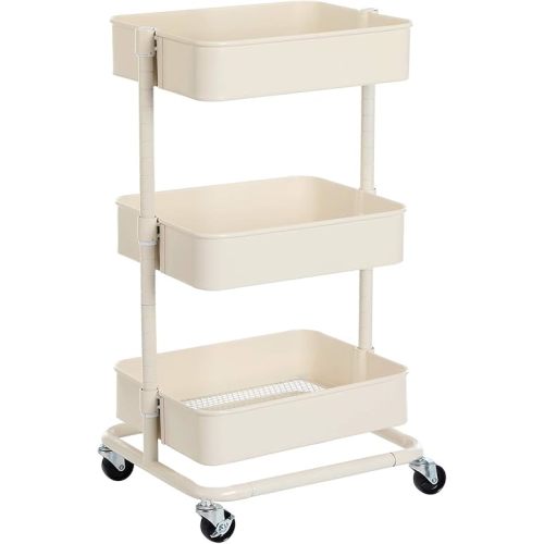 3-Tier Metal Rolling Cart - Beige (For breastfeeding)
