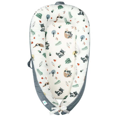 RUseeN Baby Lounger Pillow, Ultra Soft Cotton & Breathable Fiberfill High Quality Lounger, Portable Adjustable Floor Seat for Travel, Must Have Essentials Registry Search (Raccoon)