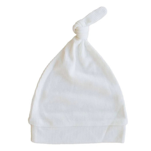 Cloud White Waffle Bamboo Knotted Hat