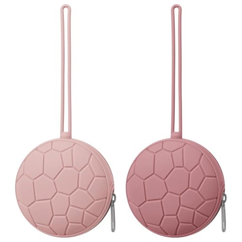2 Pack Silicone Pacifier Holder Case, Soft Silicone Newborn Baby Silicone Pacifier Holder for Boys & Girls, Portable Silicone Pacifier Container Case (Blush/Mauve)