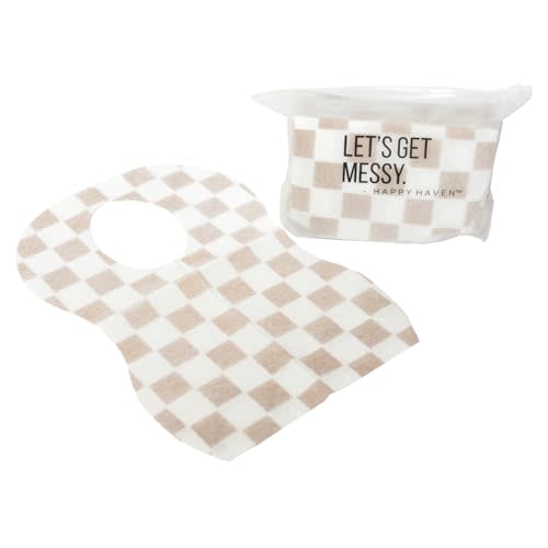 Happy Haven Disposable Baby Bibs for Baby & Toddlers, 25 Pack, Restaurant Baby Bib, Toddler Baby Bibs for Dining Table, Travel, and Restaurants