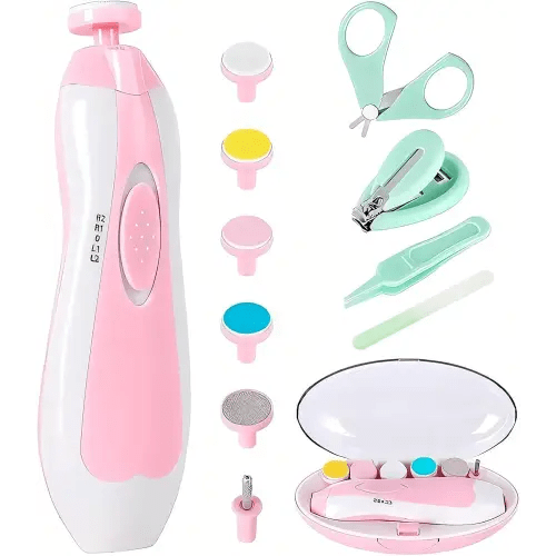 Baby Nail Trimmer Electric-12 in 1 Baby Nail Clippers Safe Baby Nail File Kit with a Nail Clipper, Scissor, Tweezers, and Nail Files