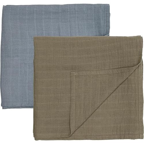 Swaddle Blanket - Organic Cotton - Swaddles for Newborns - Newborn Swaddle - Muslin Swaddle Blankets - 100% Cotton Blanket, 47" x 47" 2-Pack (Sage Green/Tradewinds)