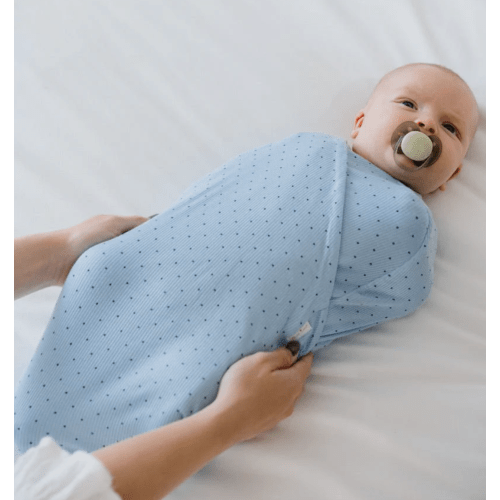 Mama Coco Cocoon Swaddle, Fabric Style: Silky Modal, Color: Dotted Blues, Size: Small (7-12lbs)