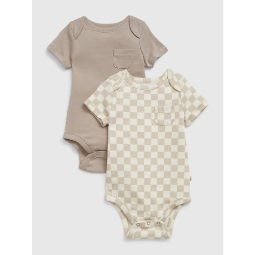 Baby Pocket Bodysuit (2-Pack) in quail brown