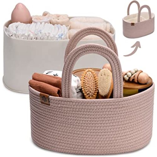PeraBella Baby Diaper Caddy Organizer, Diaper Organizer for Changing Table Organizer, Baby Organizer for Nursery, Car Diaper Caddy Basket, Baby Caddy Organizer, Baby Gift Basket | Baby Basket 2 PCS - Blush Lilac