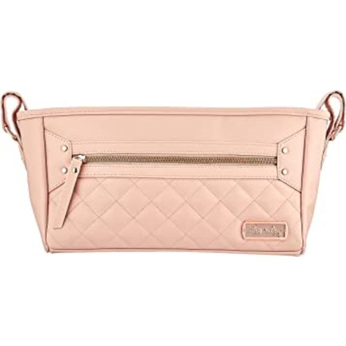 Itzy Ritzy Adjustable Stroller Caddy/Organizer - Stroller Organizer Bag Featuring Front Zippered Pocket, 2 Built-in Interior Pockets & Adjustable Straps to Fit Nearly Any Stroller (Blush)