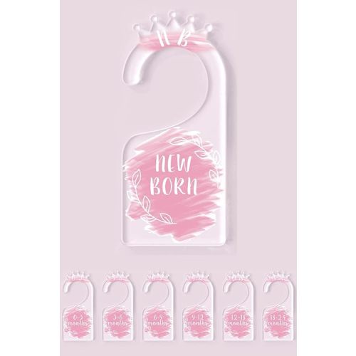 OneDream Baby Closet dividers Hanger separators - Set of 7 Baby Clothes dividers for Closet from Newborn to 24 Months, Acrylic Infant Clothes Divider (Pink)