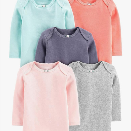 Simple Joys by Carter's Baby Girls' Long-Sleeve Bodysuit, Pack of 5