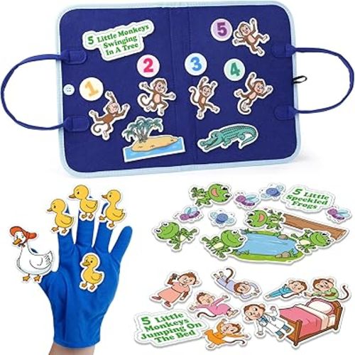 Aizweb Felt Board for Toddlers,Flannel Board Stories for Preschool Learning Activities,Kindergarten Classroom Must Haves,Five Little Monkeys,Five Little Ducks,Daycare Essentials