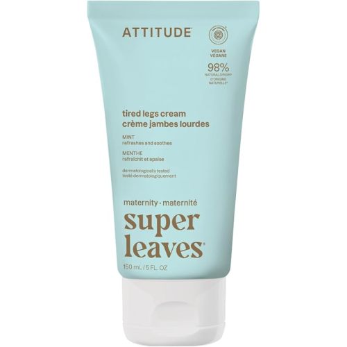 ATTITUDE Pregnancy Tired Legs Cream, EWG Verified, Dermatologically Tested, Plant and Mineral-Based, Vegan Maternity Products, Soothing and Refreshing Mint, 5 Fl Oz