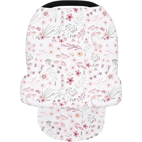 Nursing Cover for Newborn Breastfeeding Multi Use Infant Stroller Canopy Unisex Baby Car Seat Cover High Chair Cover Shopping Cart Cover for Baby Boy and Girl (Flower)