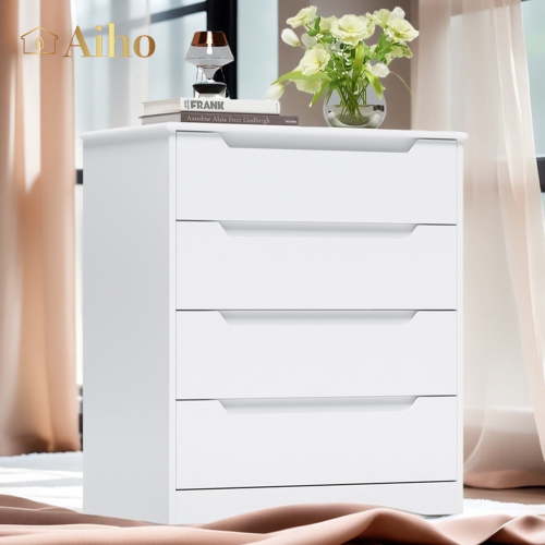 Aiho 4 Drawer Dresser, 32 "H White Dresser with Cutout Handles for Bedroom