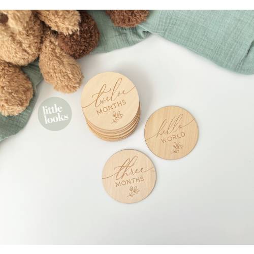 Monthly Milestone Discs (Set of 14) | Baby Month Photos | Monthly Baby Photos