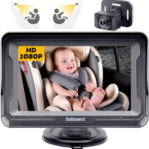 DoHonest Baby Car Camera HD 1080P - Rear-Facing Car Baby Monitor with Night Vision, Adjustable View Angle, Easy Setup, Anti-Glare Display, Safety for Kids & Infants