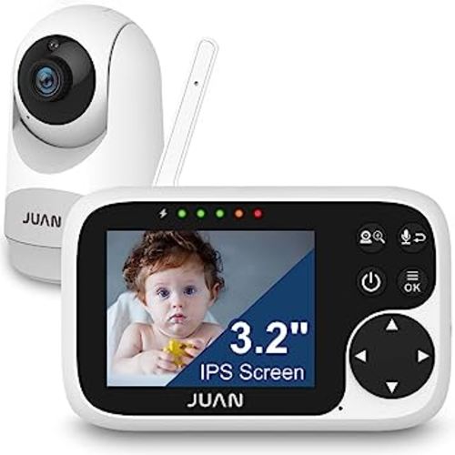JUAN Video Baby Monitor with Camera and Audio - 3.2'' IPS Screen Baby Monitor Camera, 1000ft Long Range Baby Monitor No WiFi, Pan/Tilt/Zoom Camera, 2 Way Talk, Night Vision, VOX Mode