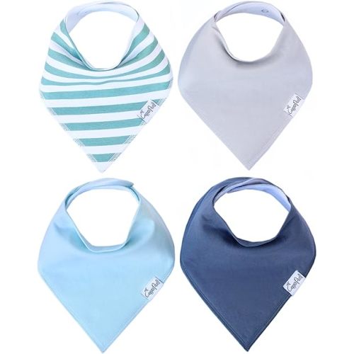Copper Pearl Baby Bandana Bibs - 4 Pack Soft Cotton Baby Bibs for Drooling and Teething, Absorbent Drool Bibs for Baby Girl and Boy, Adjustable to Fit Newborns to Toddlers, Tons of Styles (Oxford)