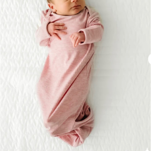 Heather Mauve Ribbed Infant Gown - Little Sleepies