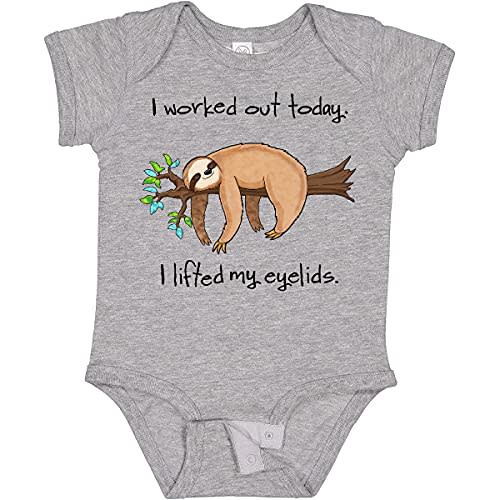 inktastic I Worked Out Today. I Lifted My Eyelids- Cute Sloth on a Baby Bodysuit