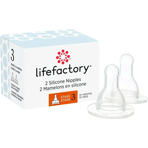 Lifefactory BPA-Free Stage 3 (6+ Months) Silicone Nipples 2-Pack