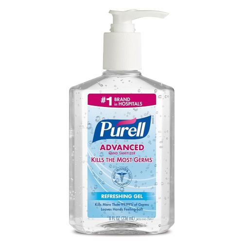 Advanced Hand Sanitizer Refreshing Gel, Clean Scent, 8 oz Pump Bottle / 4 Bottles