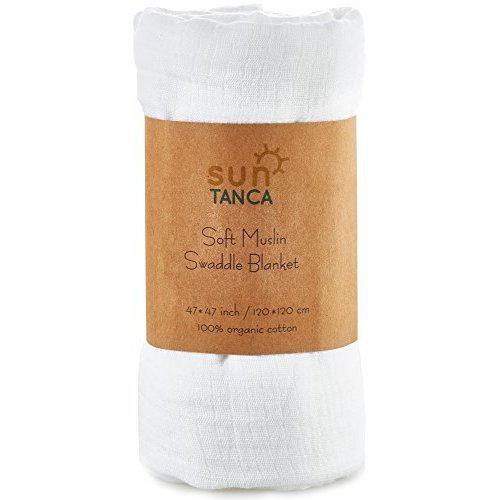 White Muslin Baby Swaddle Blanket – 100% Organic Cotton Perfect for Swaddling and Nursering – Breathable Soft Cover and Wrap and Crib Muslin Blanket – Best Receiving for Kids - Newborn Boy Girl