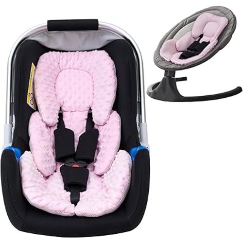 Infant Car Seat Insert, 2-in-1 Reversible Infant Car Seat Head and Body Support, 3D Air Mesh Baby Car Seat Cushion for Girls Boys, Newborn Carseat Head Support for Carrier, Stroller, Swing(Pink)