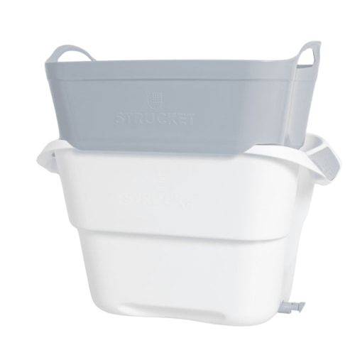 Strucket Strainer & Bucket with Drain: 5 Gallon Bucket with Interlocking, Removable Strainer. Portable Clothes Washer, Soaker for Laundry Stripping, & More. Multi Use Household Chore Helper (Gray)