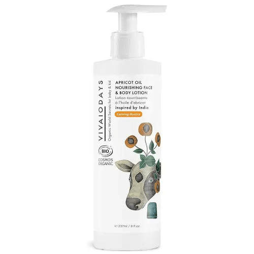 Organic Apricot Oil Nourishing Face & Body Lotion for Baby & Everyone Else Big Bottle with Pump 8 fl. oz.
