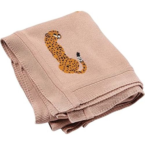 Creative Co-Op Cotton Knit Throw with Cheetahs, Multicolor