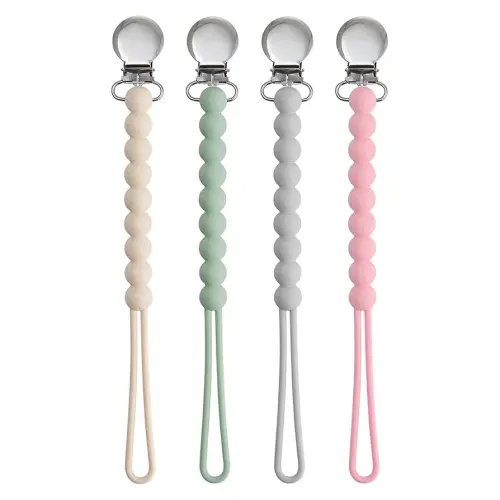 Pacifier Clips for Boys Girls - MORIBOX 4 Pack Paci Clip Soothe Baby Binky Holder for Shower Birthday Gift