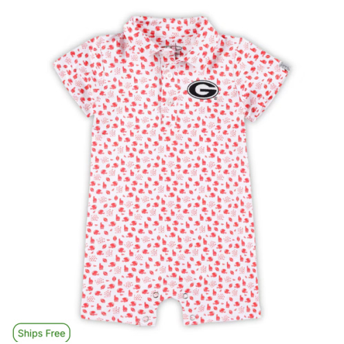 Infant Garb White Georgia Bulldogs Earnest Polo Romper