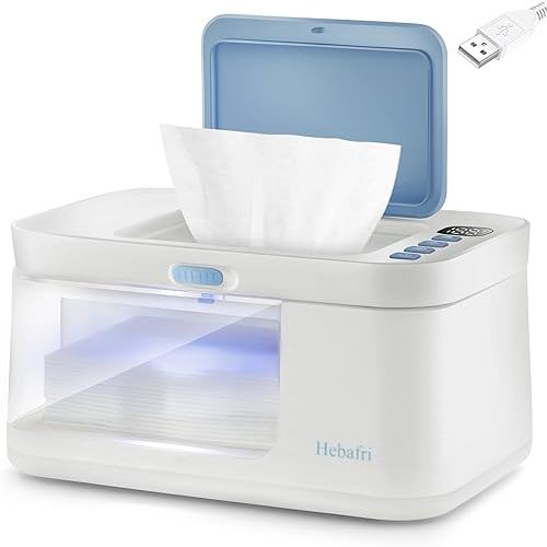 Baby Wipe Warmer and Baby Wet Wipes Dispenser, 10 Modes of Temperature Heating Control, Large Capacity with Night Light Portable Diaper Wipes Warmer for Newborn Baby, Baby Shower Gifts White