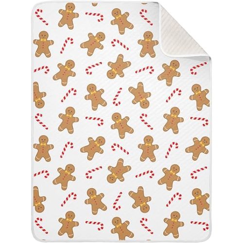 Christmas Gingerbread Man Baby Swaddle Blanket for Boys and Girls, Candy Cane Muslin Baby Receiving Swaddle Blanket, Soft Cotton Nursery Swaddling Blankets for Newborn Toddler Infant, 30x40 in
