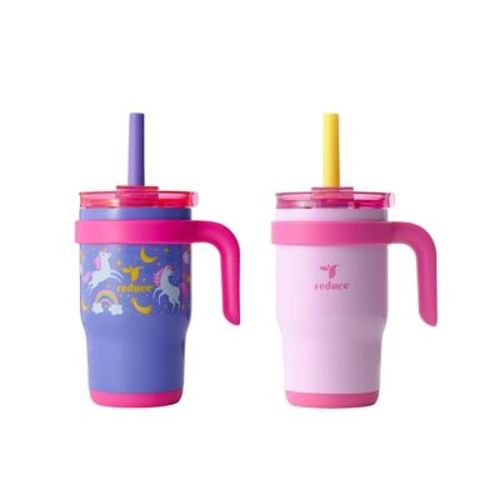 Reduce 14oz 2pk Coldee Kids Mugs with Spill-Proof Straw