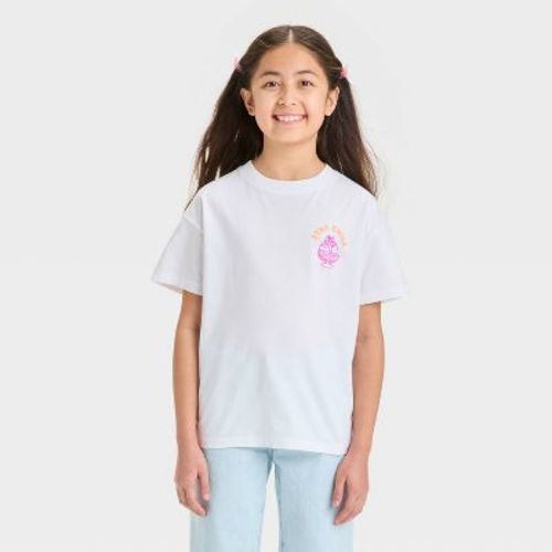 Girls' Short Sleeve Oversized 'Stay Chill' Front-Back Graphic T-Shirt - Cat & Jack™ White XS