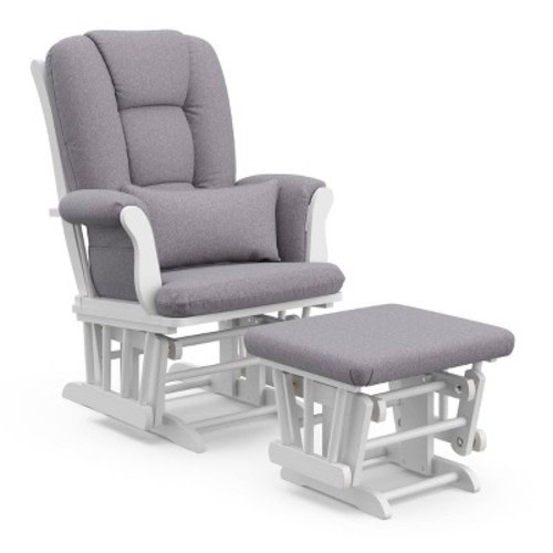 Storkcraft Tuscany Glider Nursery Rocking Chair and Ottoman, Color: WhiteSlate Gray Swirl