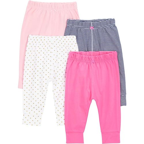 Simple Joys by Carter's Baby 4-pack Pant, navy stripe, white dot, pink, 18 Months