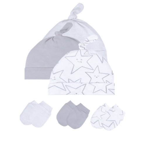 Little Star Baby Boy, Girl Unisex 6 Pk Hats & Mittens Set, Size Newborn-9 Months