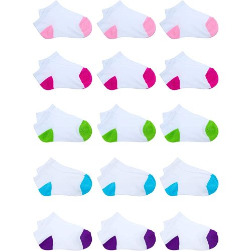 Cooraby 15 Pairs Toddler Kids Half Cushion Low Cut Socks Boys Girls' Ankle Cotton Socks