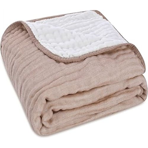 Ultra Soft Muslin Baby Blankets - A Premium Blend of Muslin Cotton & Bamboo Viscose, Ideal Swaddle & Crib Blanket for Girls & Toddlers, 43" x 43" (Warm Earthy)