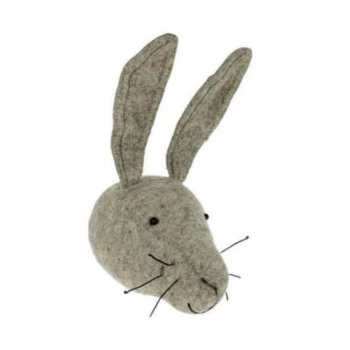 Felt Hare Head | Animal Head | Nursery Decor | stuffed animal | Grey Hare | MINI