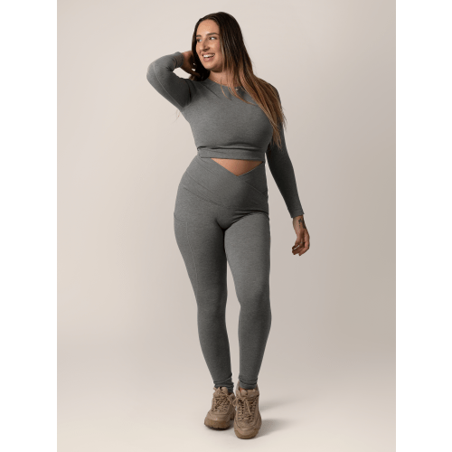 Sublime®️ Bamboo Maternity & Postpartum Crossover Legging | Charcoal - Kindred Bravely