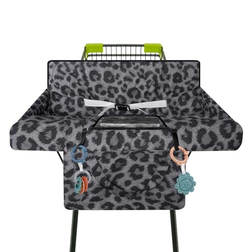 Polovillae Shopping Cart Cover for Baby 2-in-1 High Chair Cover with Safety Harness Multifunctional Grey Pattern Cart Covers for Babies Soft Padded Grocery Cart Cover for Baby Boy Girl