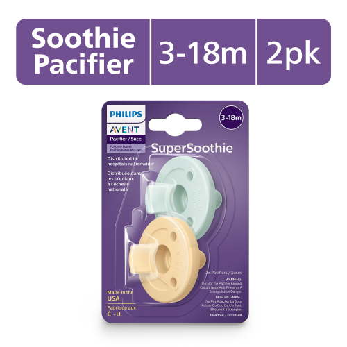 Philips Avent Soothie 3-18 Months, Light Yellow/Pastel Cyan, 2 Pack, SCF192/22