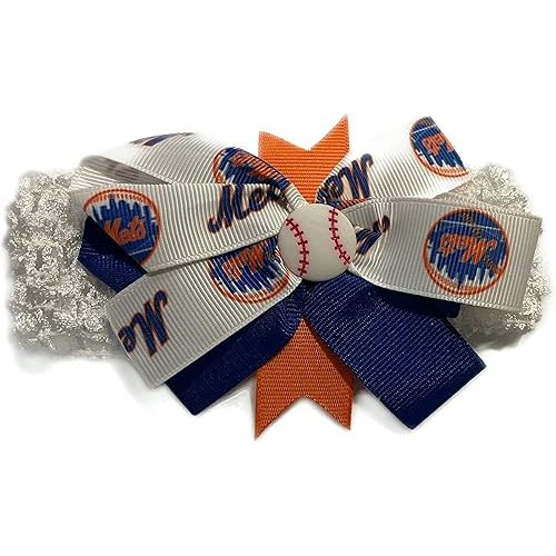 Mets Baby Girl Boutique Bow Crocheted Headband