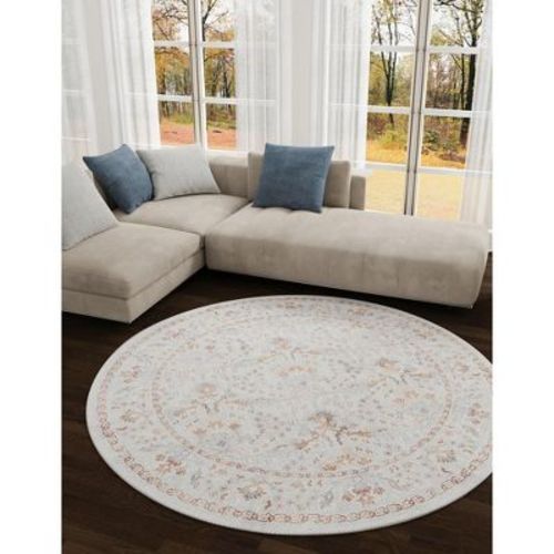 Unique Loom 5' 1 X 5' 1 Dinah Timeless Ivory Round Area Rug