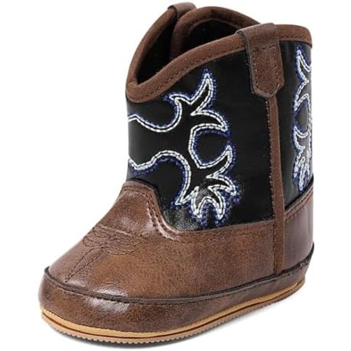 MK MATT KEELY Baby Boys Girls Cowboy Boots Infant Western Boots Toddler Soft Sole Non-Slip Round Toe Bootie Newborn First Walker Crib Shoes