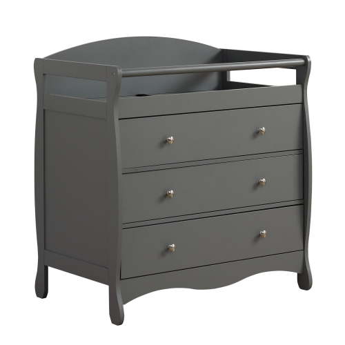 Zimtown Wood Changing Table with Drawers,Baby Dresser, Infant Diaper Station Nursery Organizer, Gray